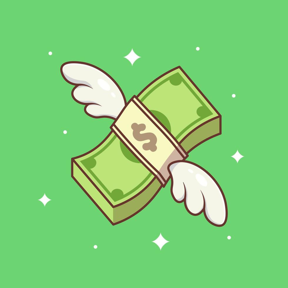 Ilustración de icono de vector de concepto de diseño de finanzas planas de dinero volador