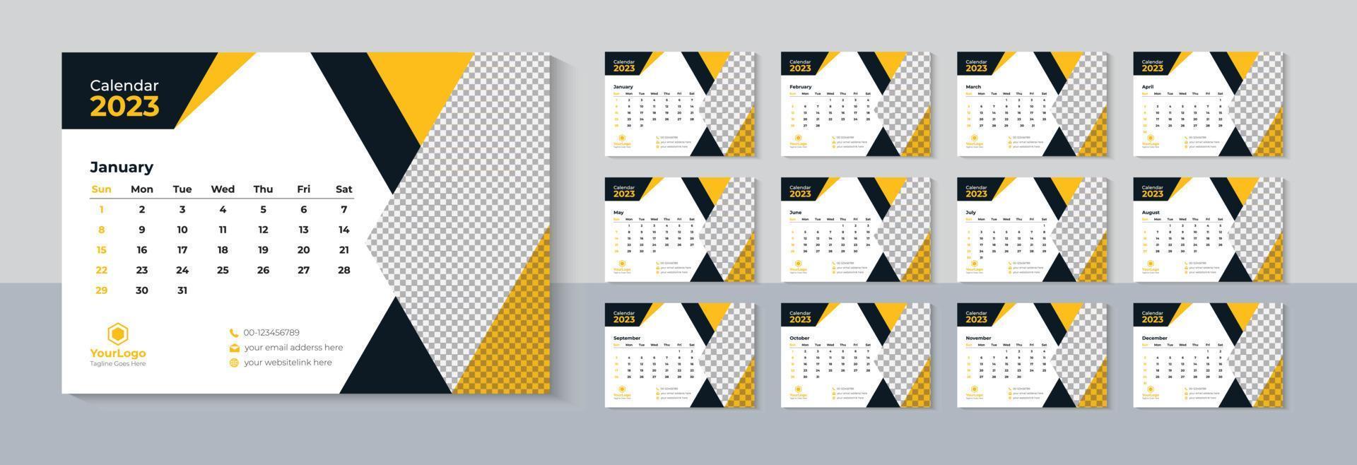 diseño moderno de calendario de escritorio 2023, descarga profesional de plantilla de calendario de negocios 2023 vector