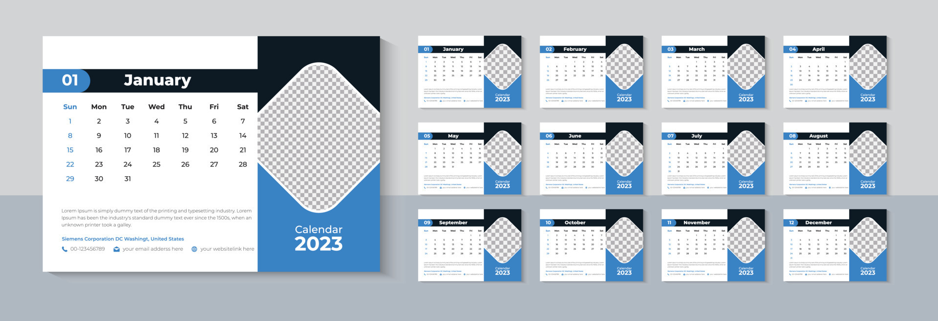 Modern Desk Calendar 2023 Design, Business Calendar 2023 Template Pro