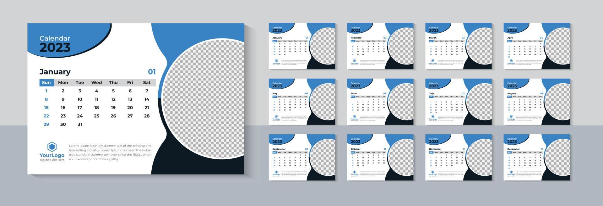Modern Desk Calendar 2023 Design, Business Calendar 2023 Template Pro