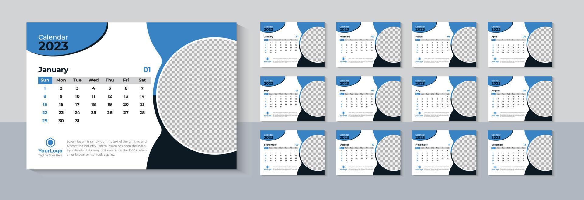 Modern Desk Calendar 2023 Design, Business Calendar 2023 Template Pro Download vector