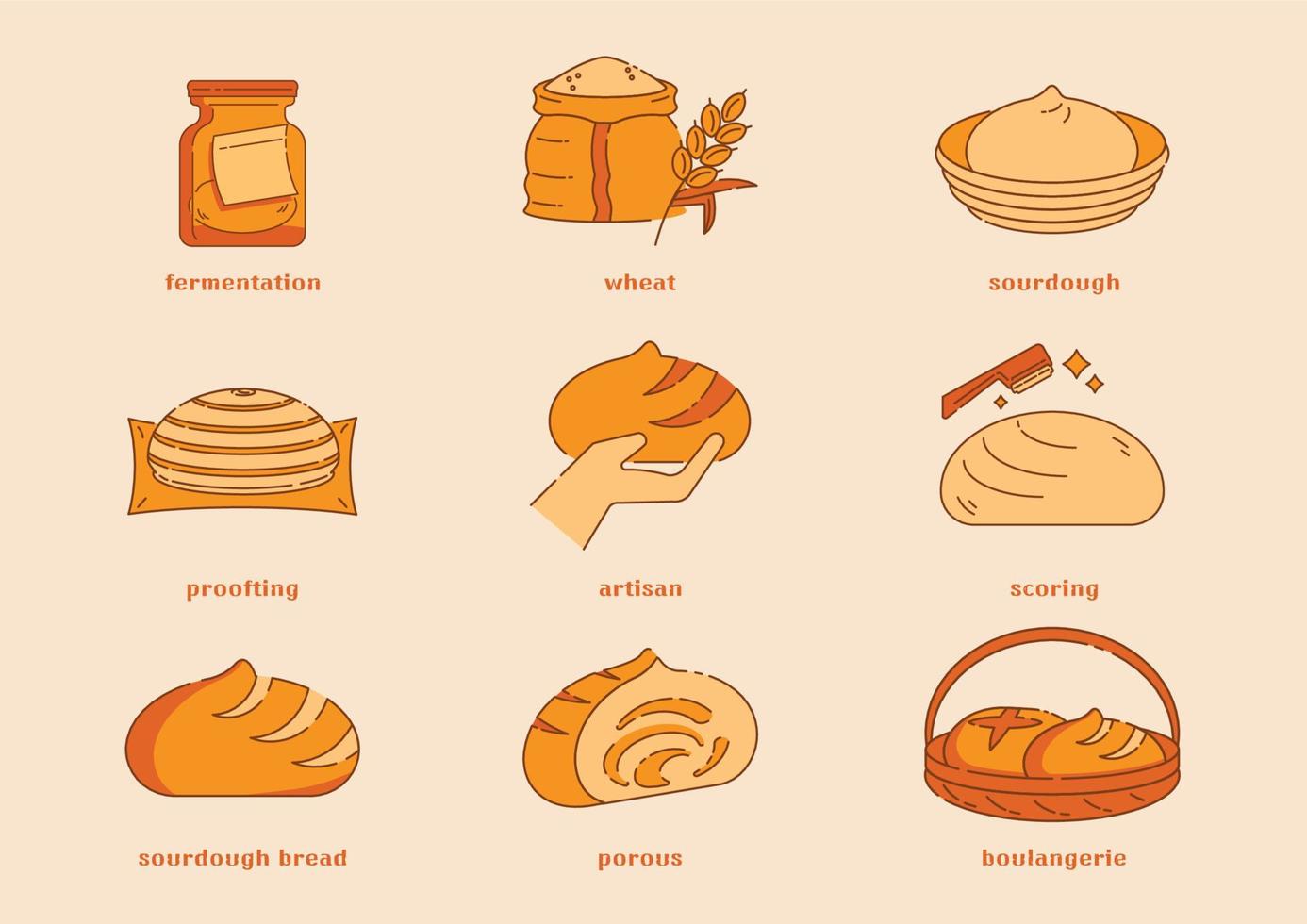 icono de pan artesanal vector
