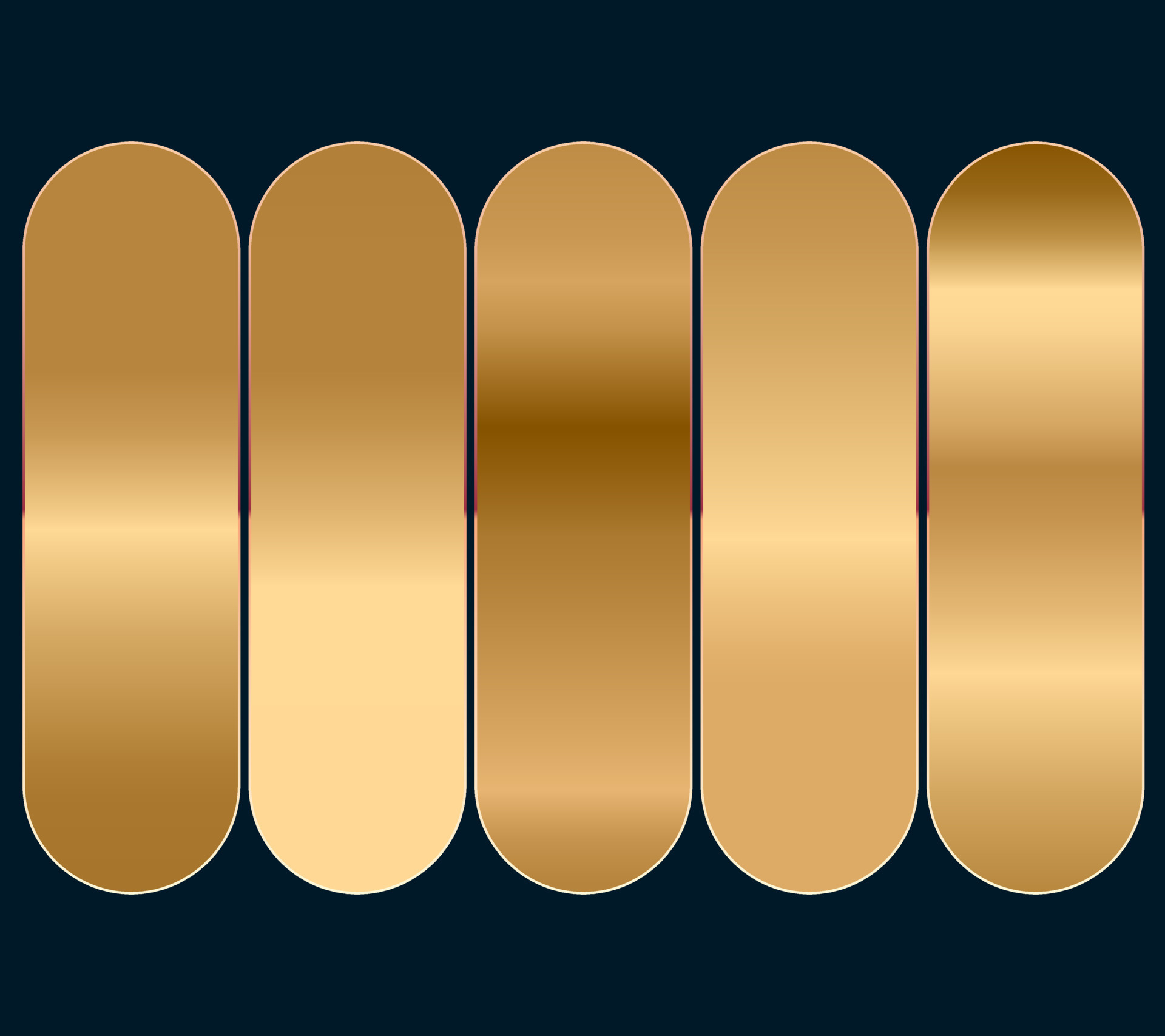 A collection of five gradients gold color, set of 5 golden gradients