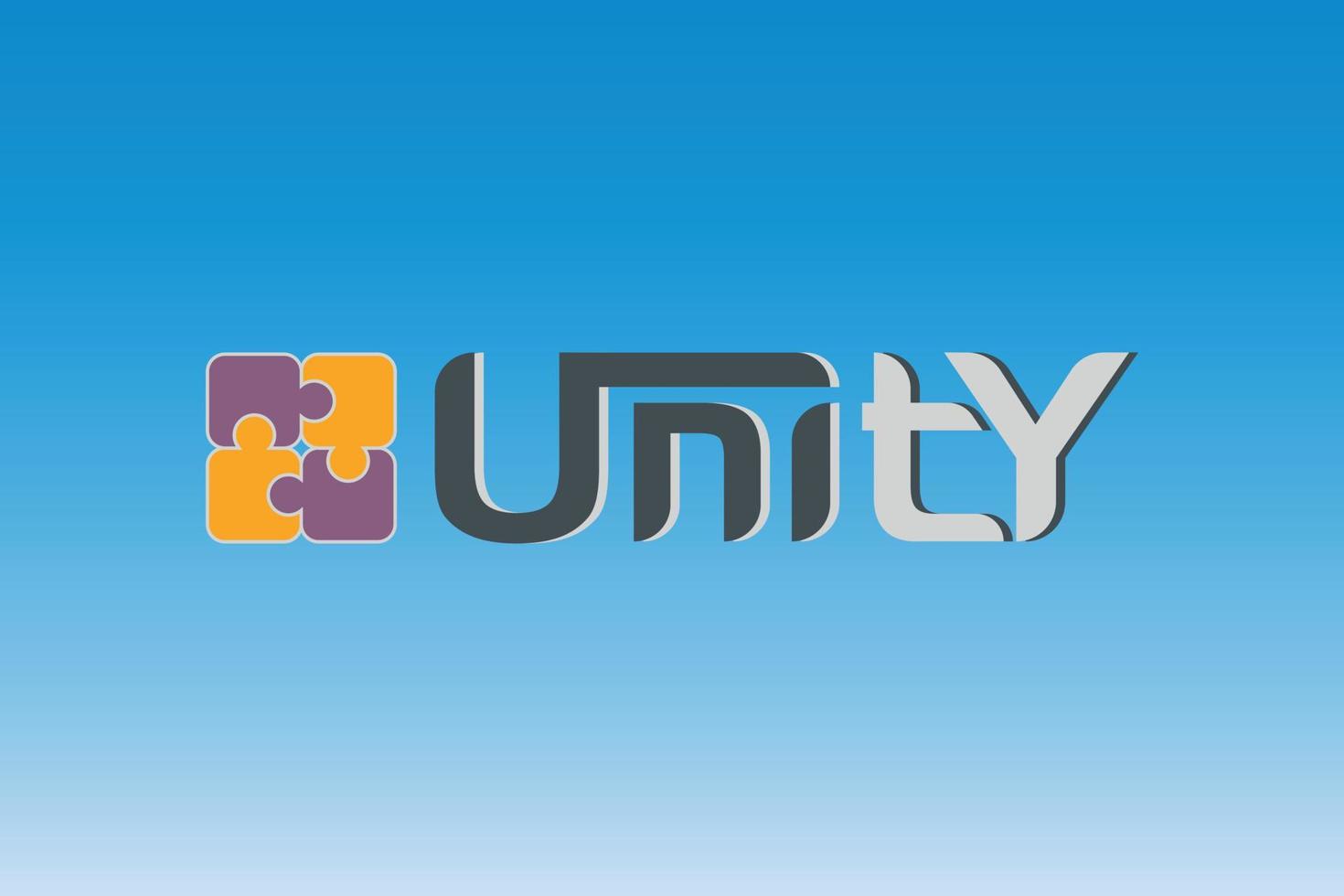 Unity puzzle pieces team work text letter logo design template for brand or company and other vector