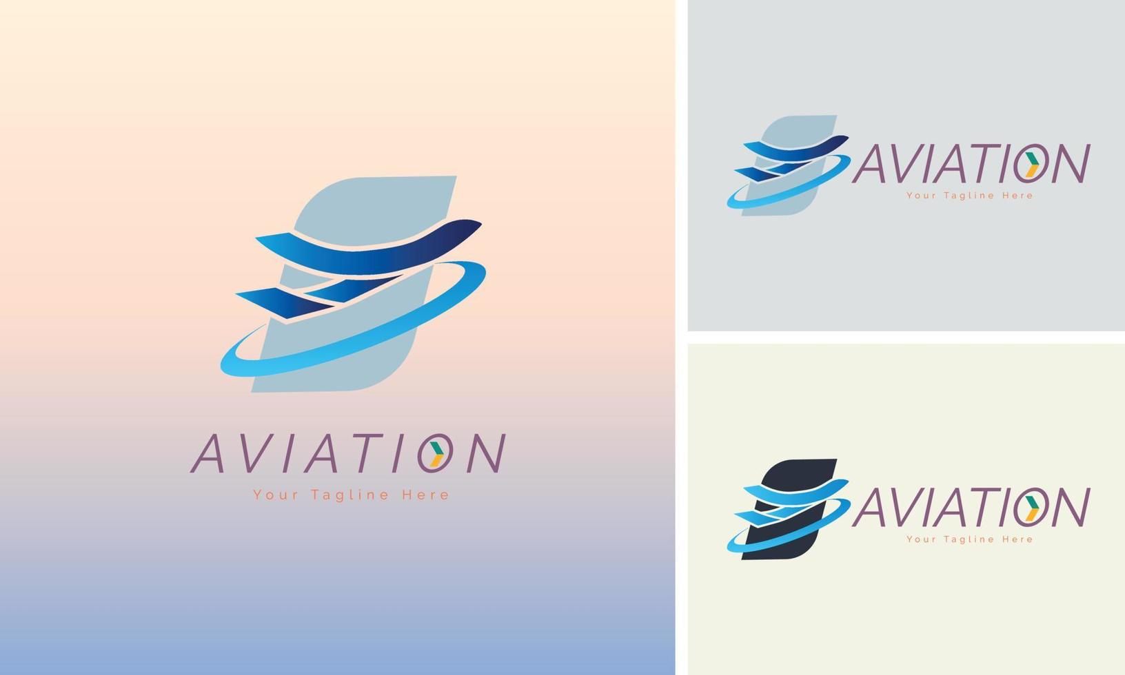 Aviation plane take off logo design template for brand or company and other vector