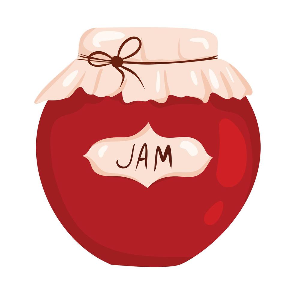 Jam in glass jar. Vector illustration