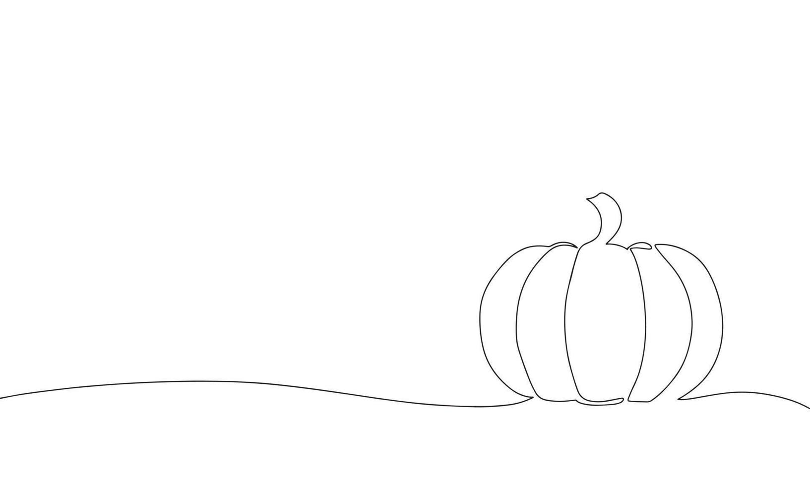 Hand draw line art outline pumpkin one line Halloween vector illustration.