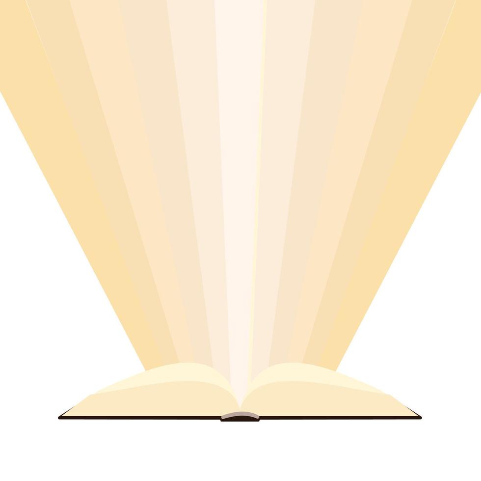 Open book with light from it. Study. Vector illustration.