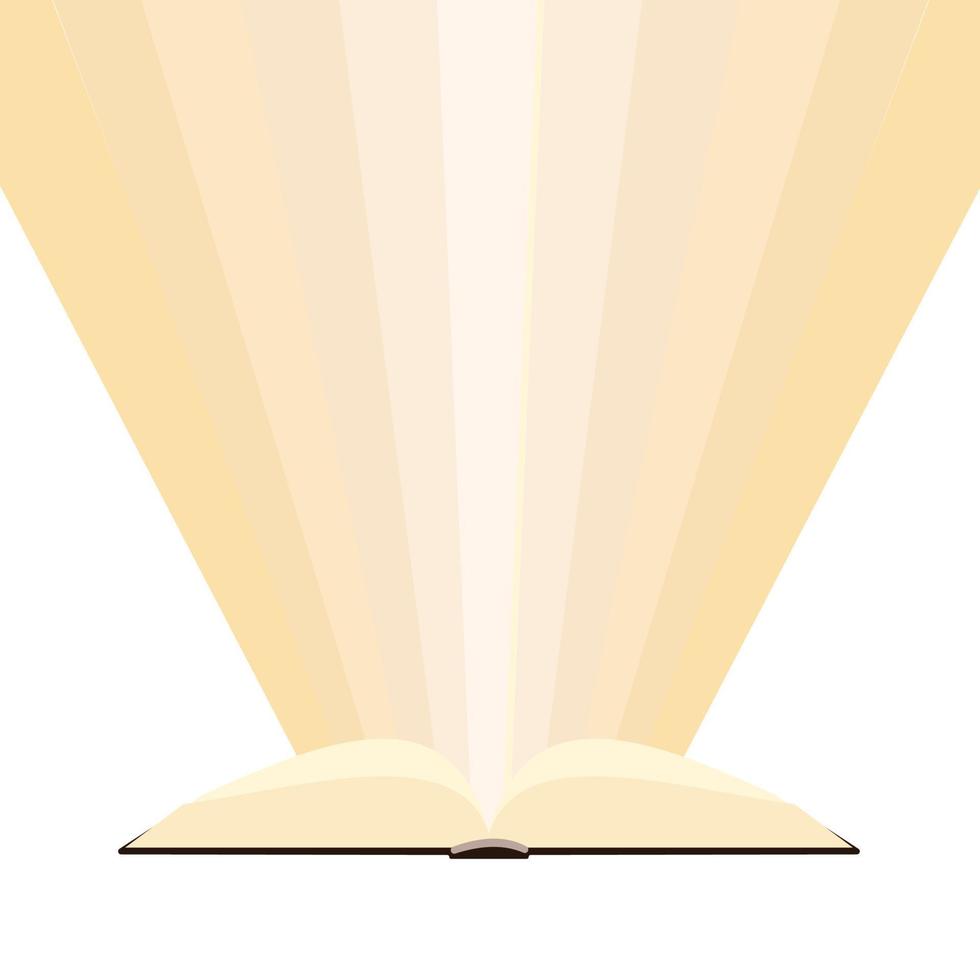 libro abierto con luz de él. estudiar. ilustración vectorial vector