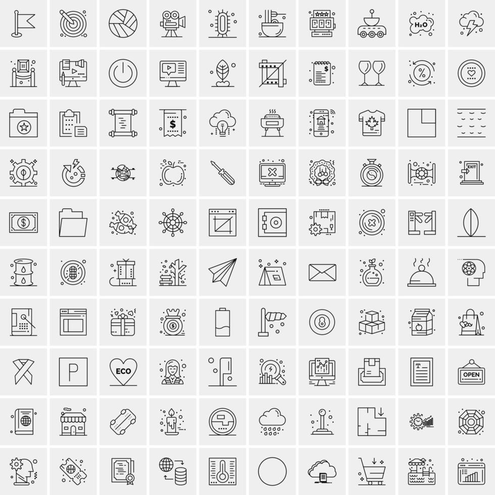 Set of 100 Creative Business Line Icons vector