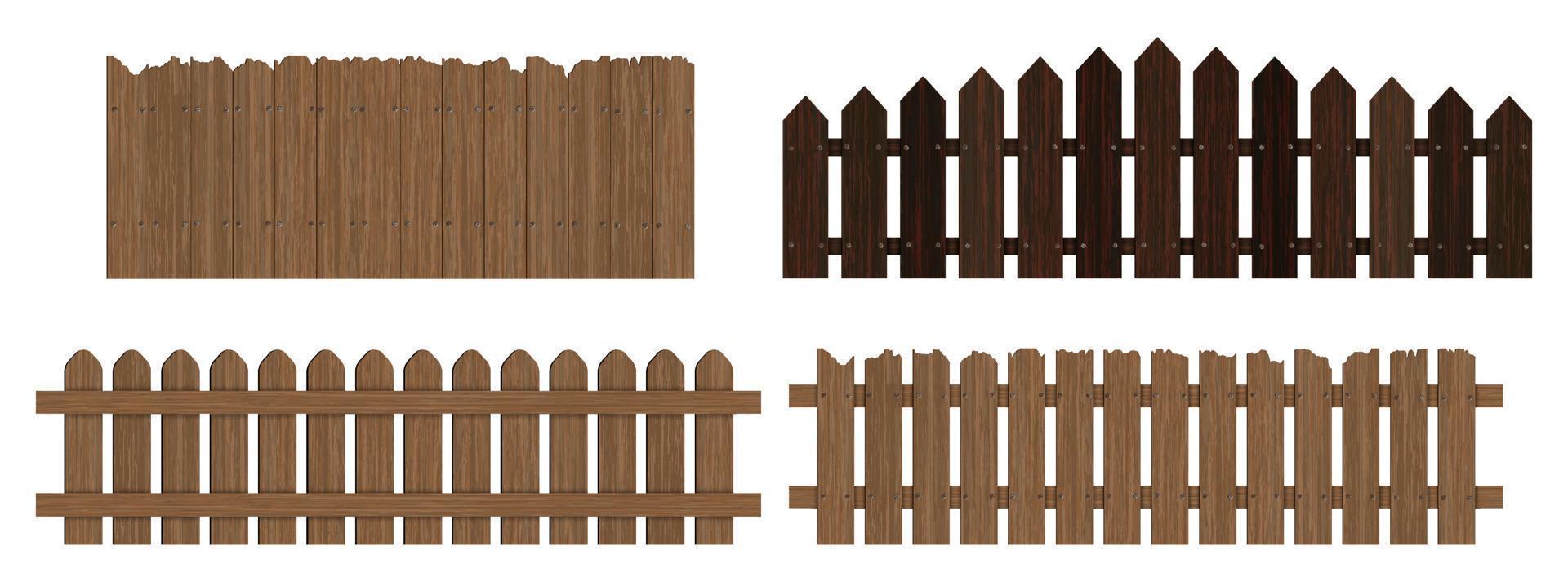 set wood fence vector