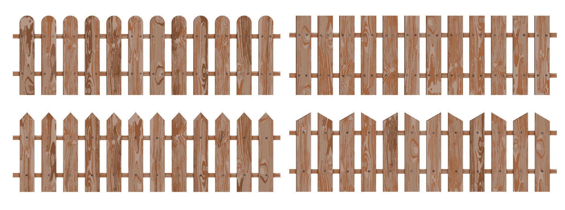 set of wooden fence vector