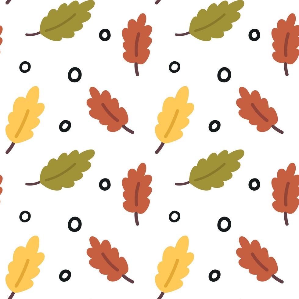 Seamless Autumn Leaves pattern. Fall season plant wallpaper. Flat vector fabric paper on white background