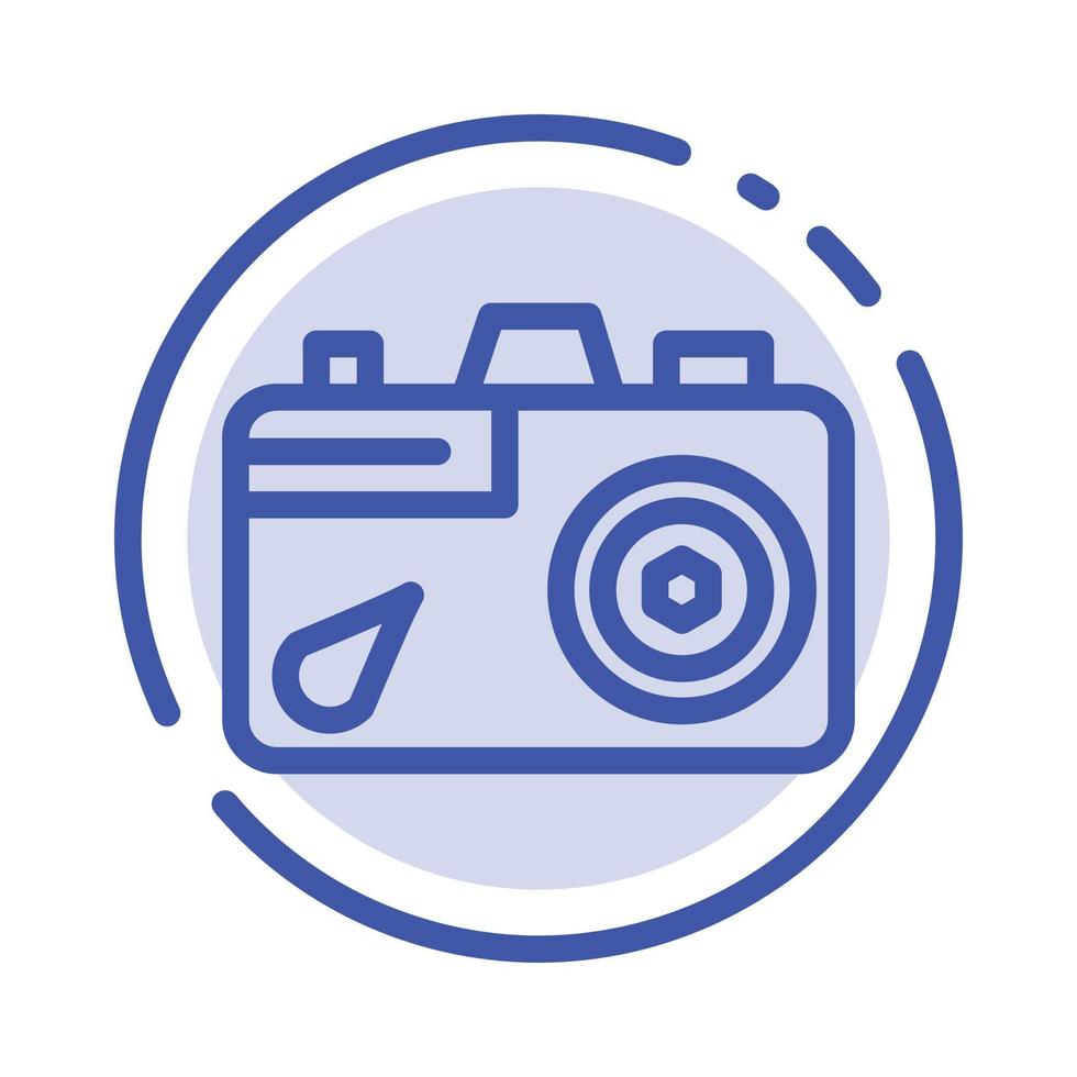 Camera Education Image Picture Blue Dotted Line Line Icon vector