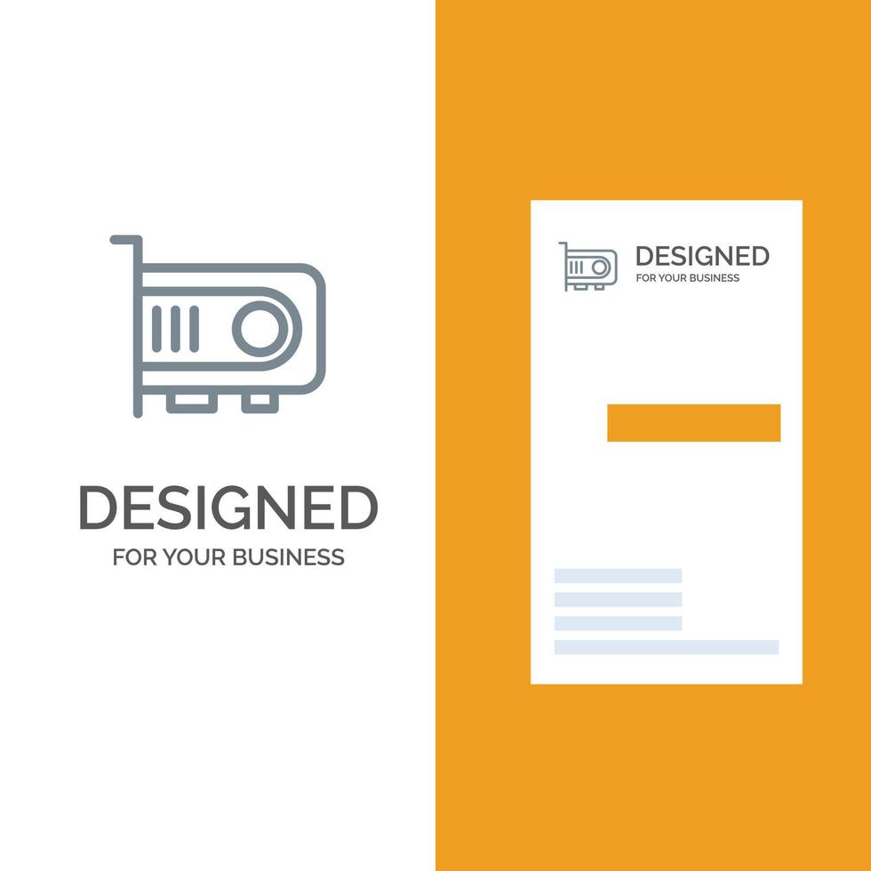 Computer Power Technology Computer Grey Logo Design and Business Card Template vector