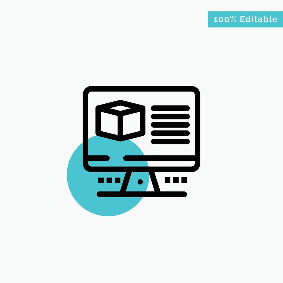 Computer Box Internet Monitor turquoise highlight circle point Vector icon