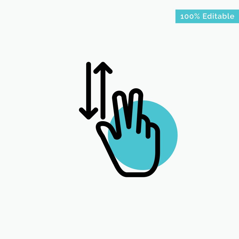 Finger Gestures Two Up Down turquoise highlight circle point Vector icon