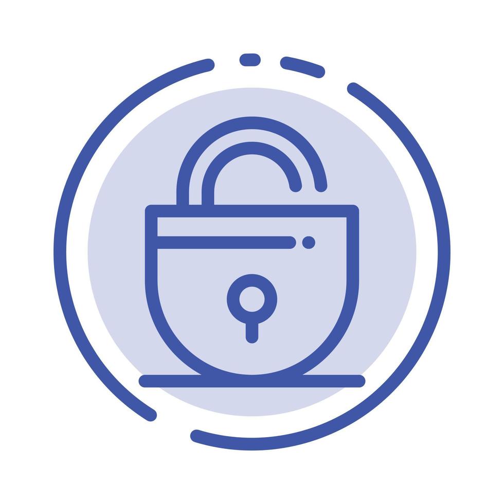 Lock Locked Security Internet Blue Dotted Line Line Icon vector