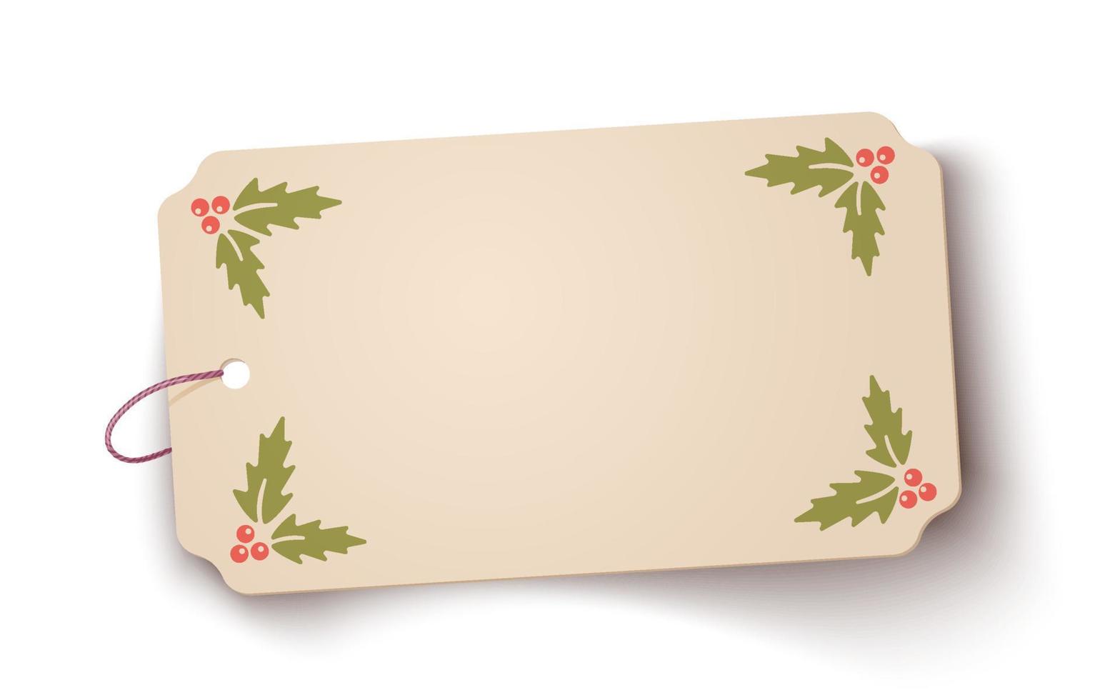 banner de papel viejo vector con plantas de navidad.