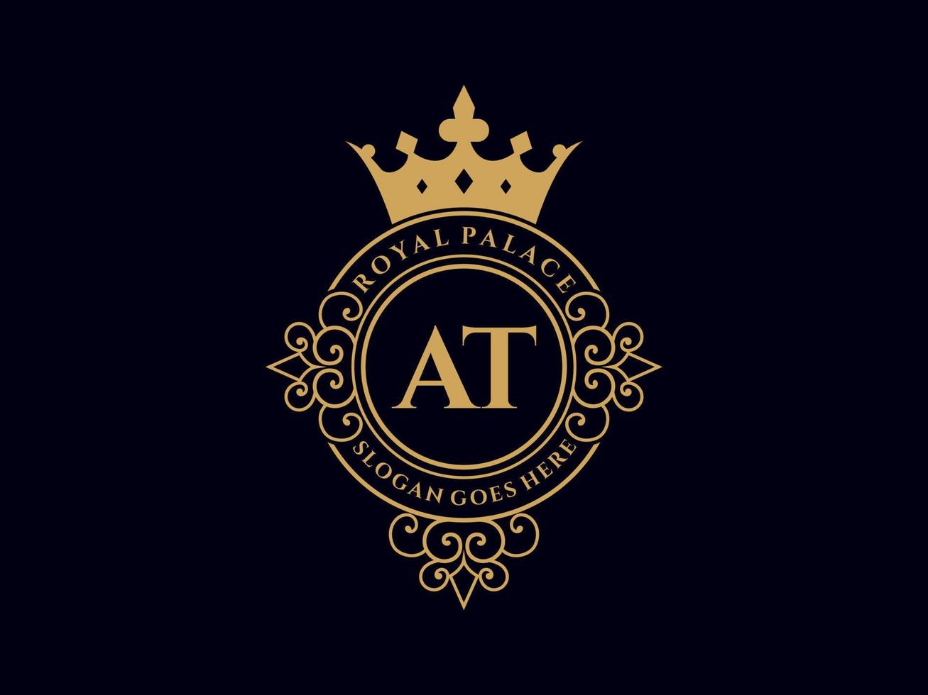 carta en el antiguo logotipo victoriano real de lujo con marco ornamental. vector