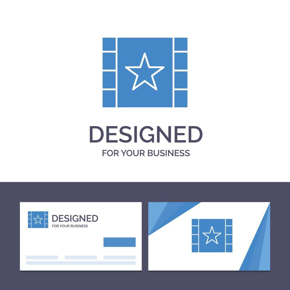 tarjeta de visita creativa y plantilla de logotipo reproductor multimedia corriente estrella vector ilustración