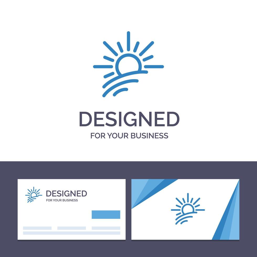 tarjeta de visita creativa y plantilla de logotipo brillo luz sol primavera vector ilustración
