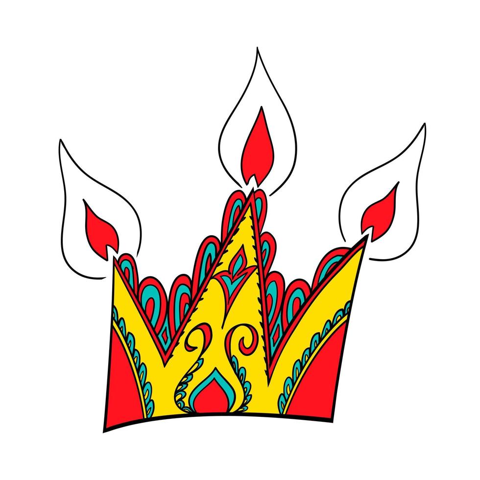 Crown with three burning candles vector