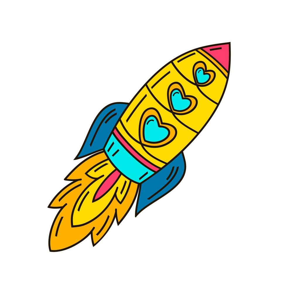 A space rocket with hearts in illuminators vector