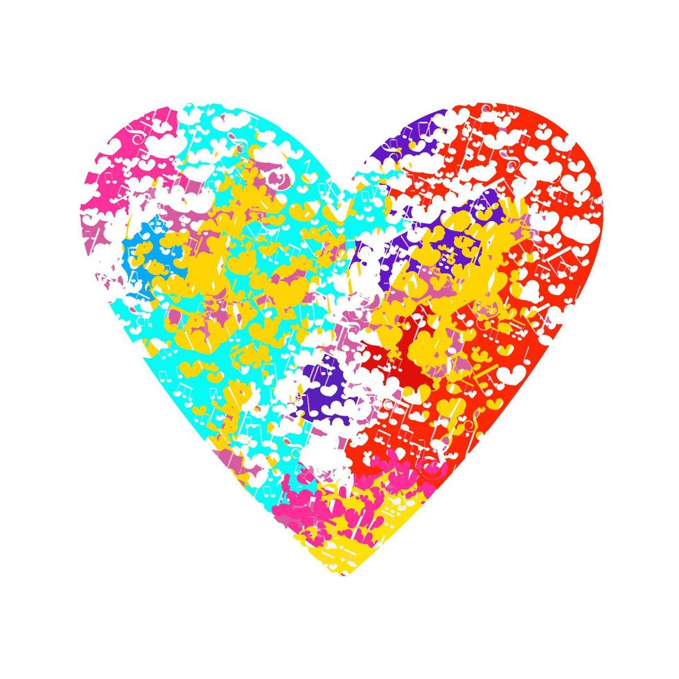 Isolated rainbow heart on white. Design for wedding card, Valentine card. vector