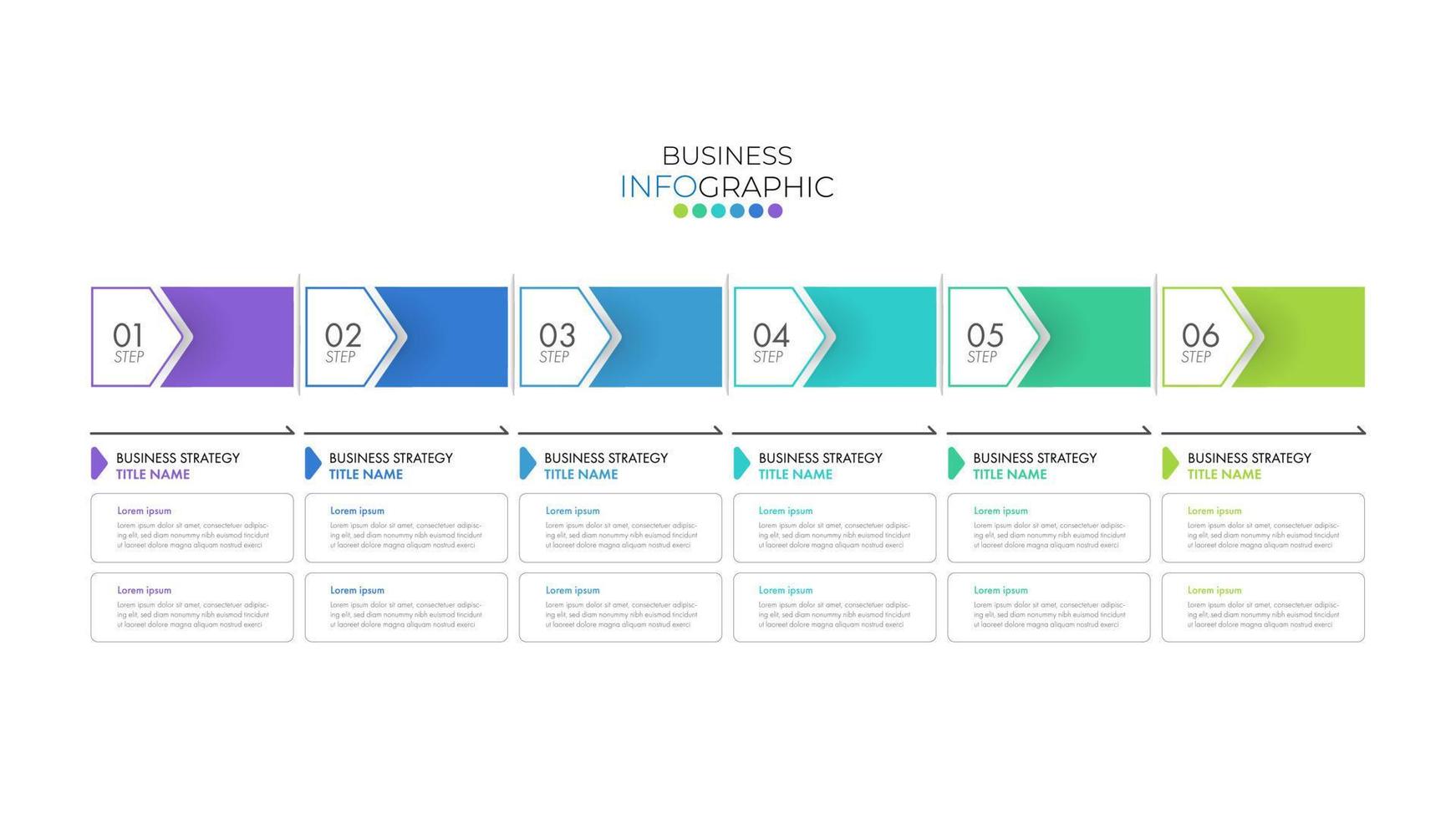 Infographic design template can be used for presentation, banner, graphic, business flow and diagram. Modern flat Timeline template with 6 option, parts, step for process. Abstract template. vector