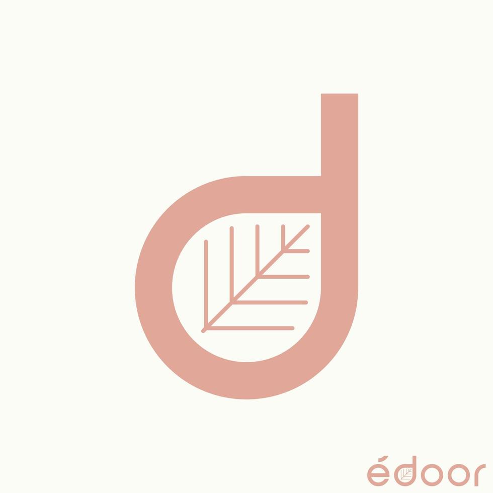 Simple and unique letter or word E sans serif font with leaf inside image graphic icon logo design abstract concept vector stock. Can be used as symbol related to typography or nature