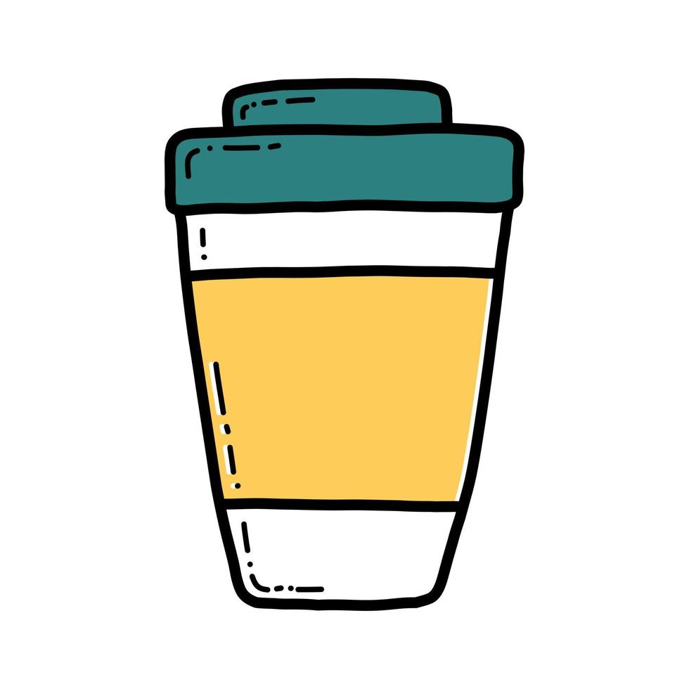 Doodle cup of coffee to go vector illustration