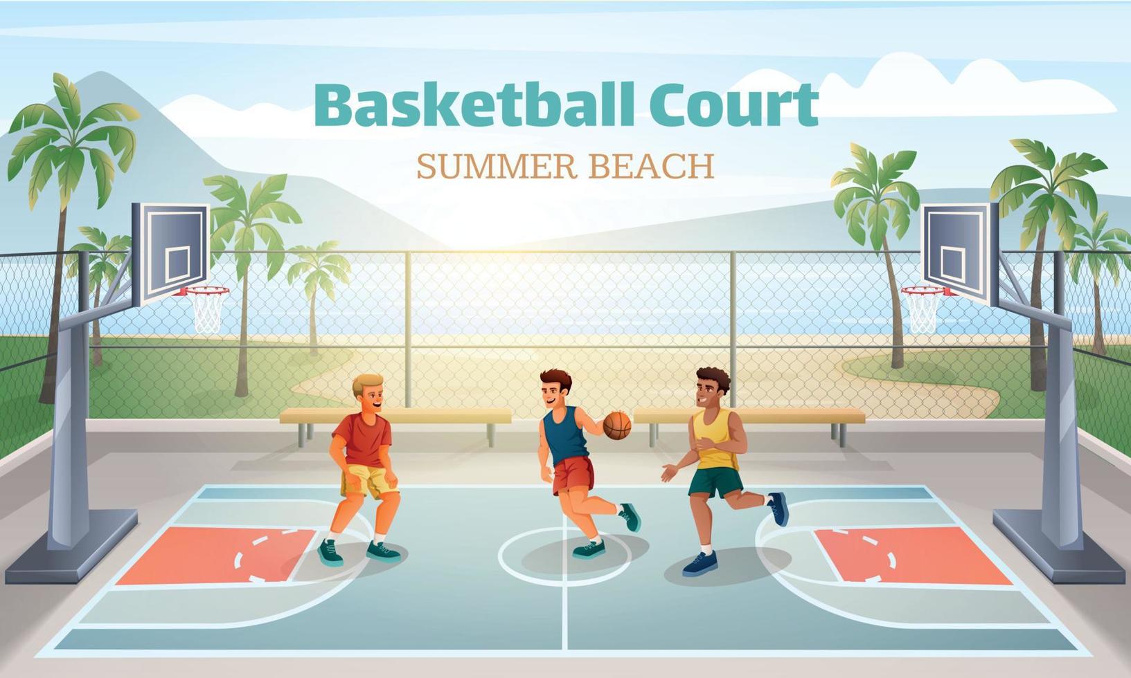 cancha de baloncesto de playa vector