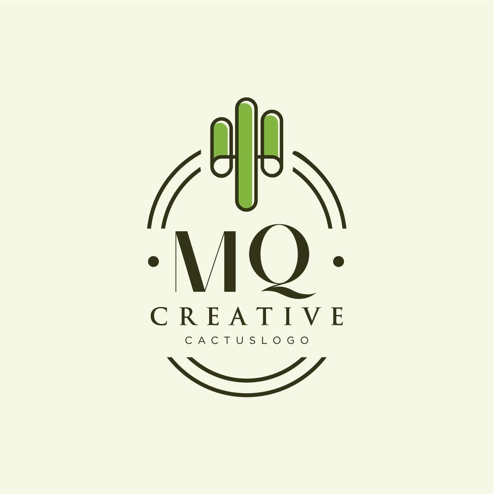 MQ Initial letter green cactus logo vector