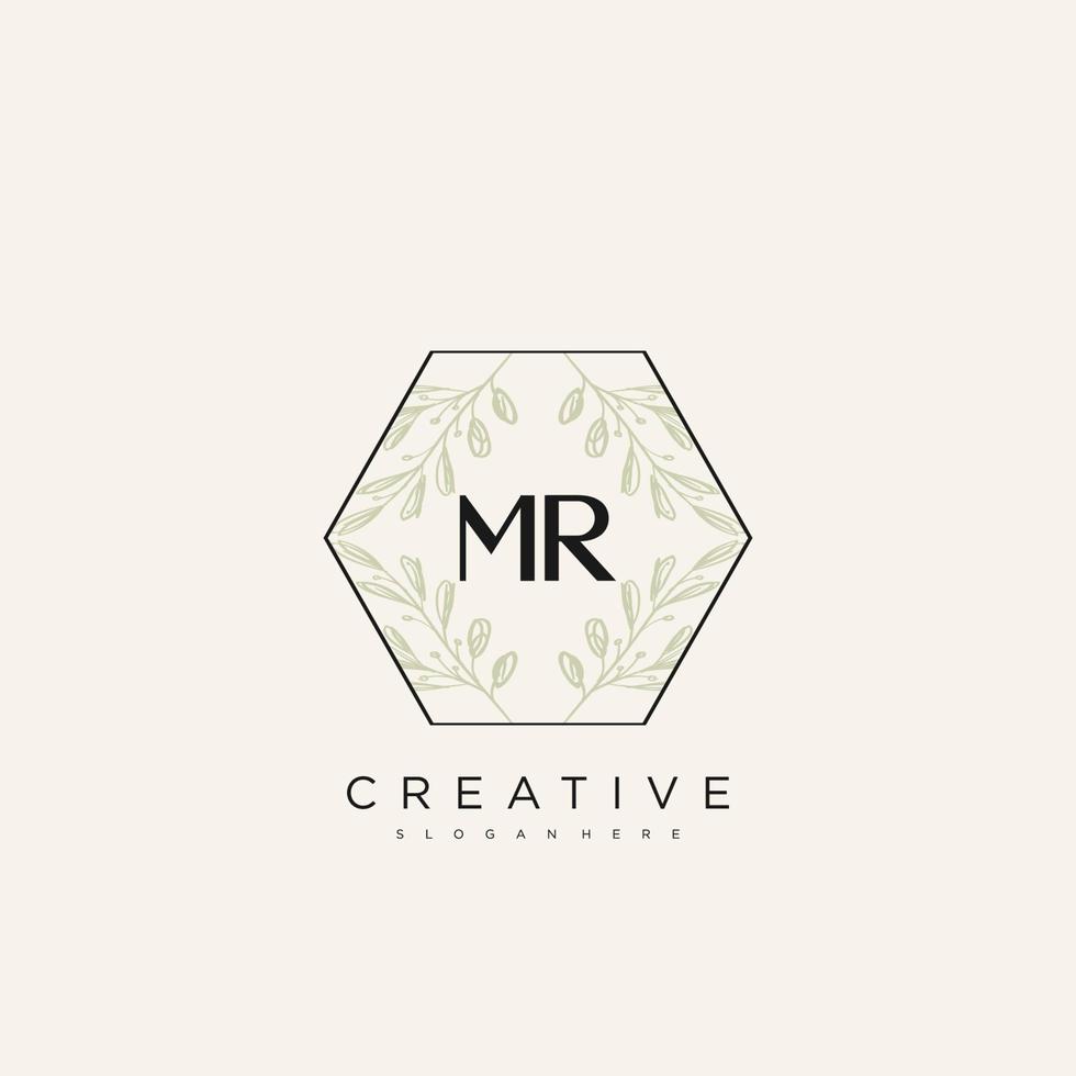 MR Initial Letter Flower Logo Template Vector premium vector art