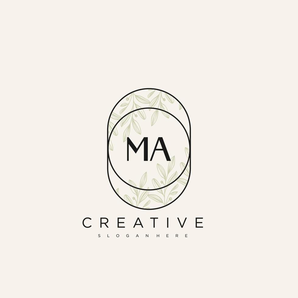 MA Initial Letter Flower Logo Template Vector premium vector art