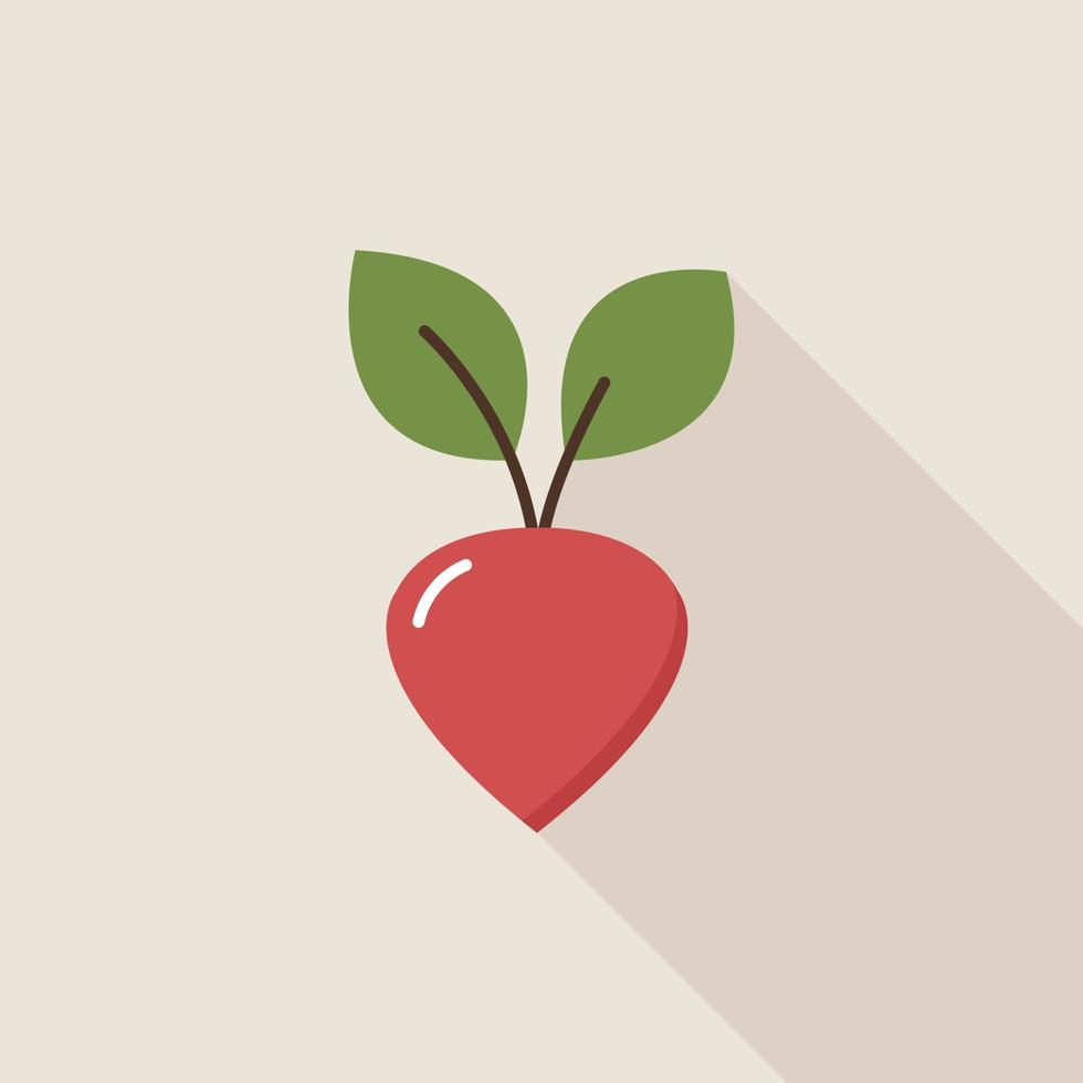 A simple flat beetroot style icon with a shadow. Healthy right food, vegetables. Vector illustration