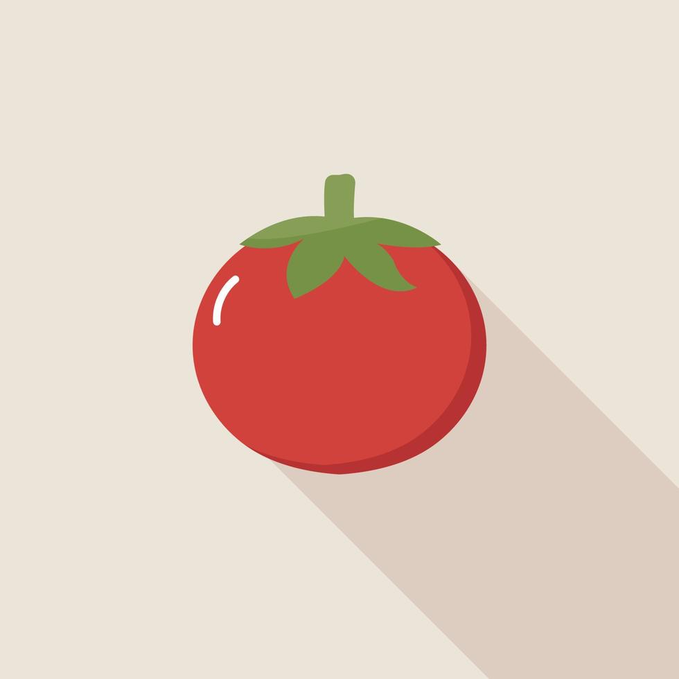 A simple flat style tomato icon with a shadow. Vector illustration