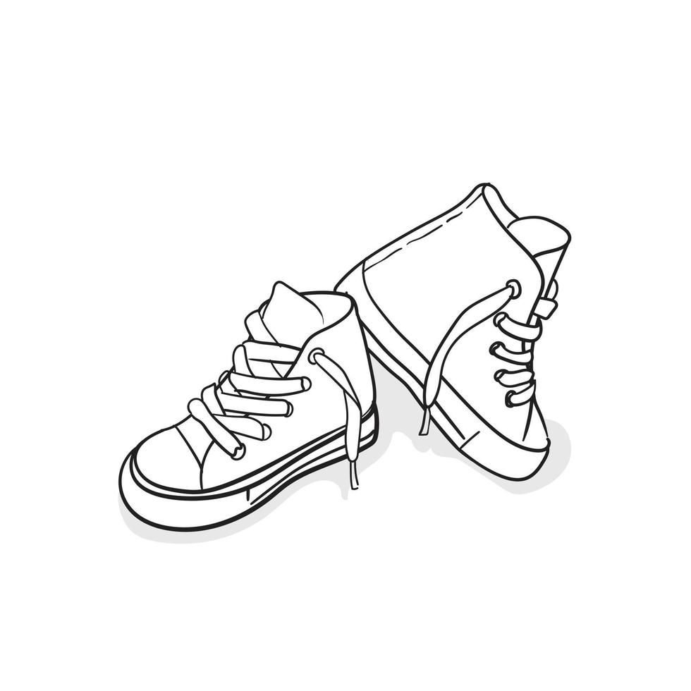Cute baby sneaker boot in line art design for advertising design vector