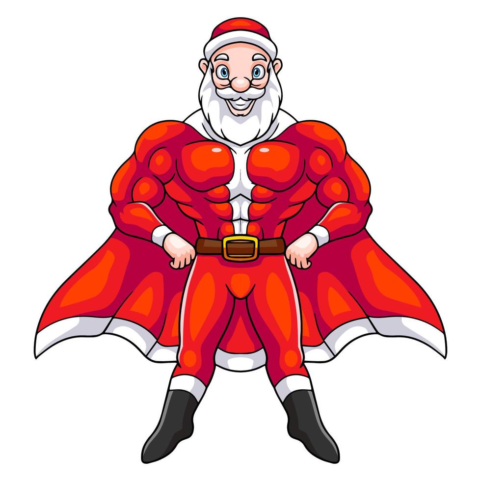 caricatura, super héroe, santa claus, aislado, blanco, plano de fondo vector