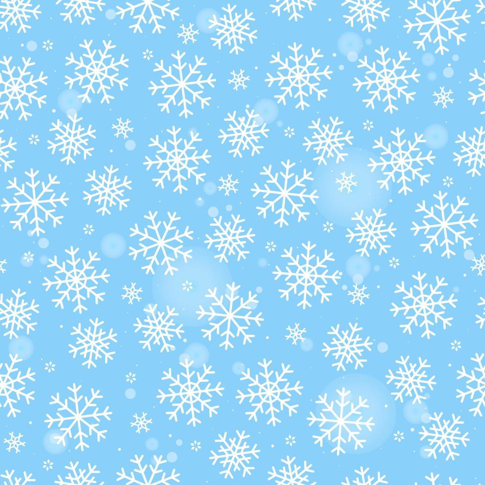 Seamless pattern white snowflakes on blue background. Happy New Year. vector