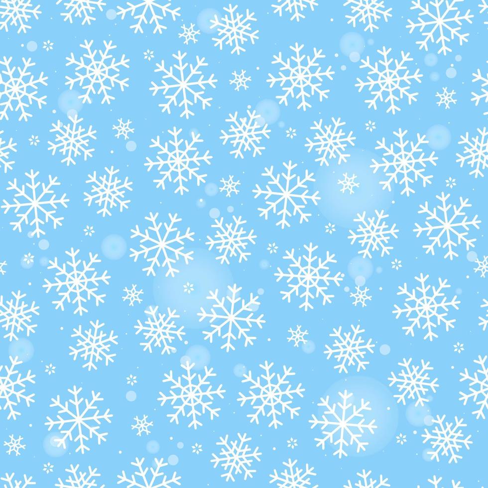 copos de nieve blancos de patrones sin fisuras sobre fondo azul. feliz año nuevo. vector