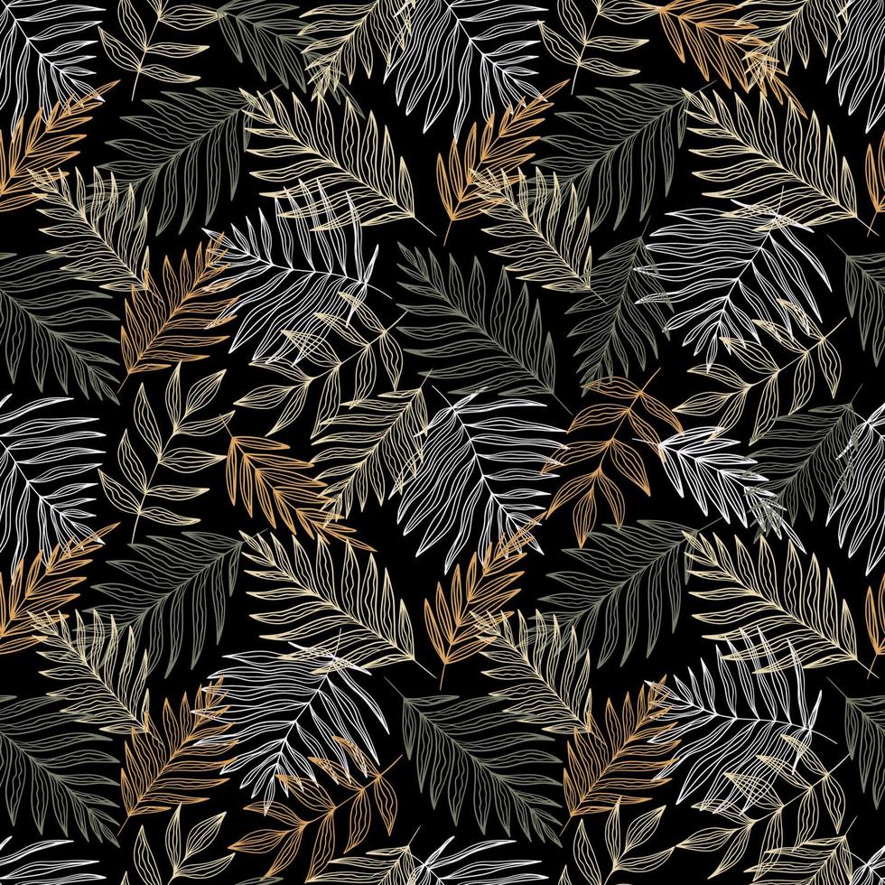Seamless pattern leaves. Beautiful repeating print with hand-drawn exotic plants. vector