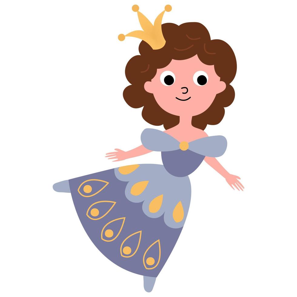 Sweet princess. White background, isolate. Drawn style. Vector illustration.