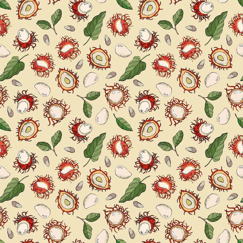 Seamless pattern with rambutans. Design for fabric, textile, wallpaper, packaging. vector