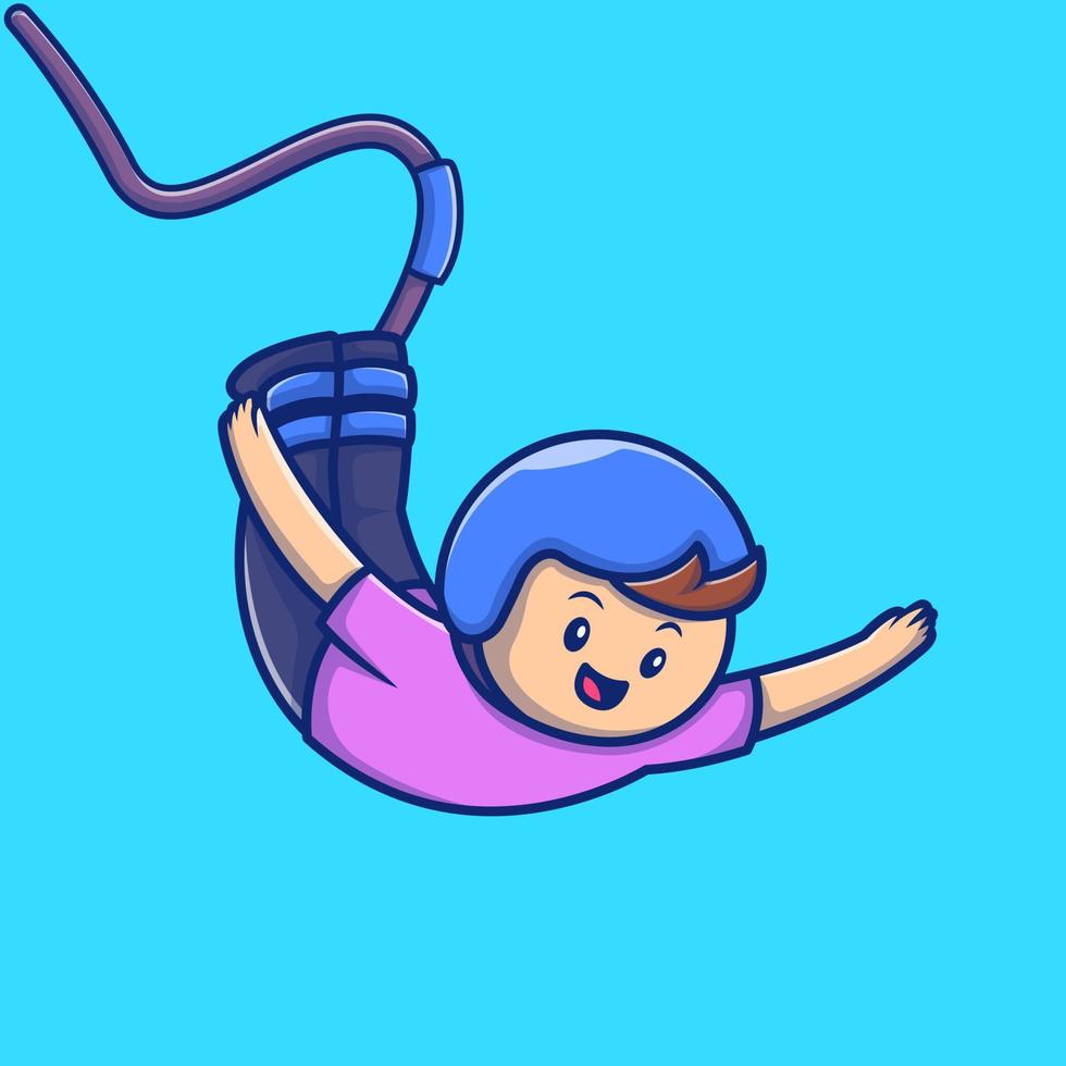 Cute People Play Bungee Jumping Cartoon Vector Icon Illustration. People Sport Icon Concept Isolated Premium Vector. Flat Cartoon Style