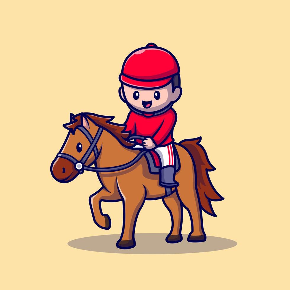 gente linda montando a caballo dibujos animados vector icono ilustración. gente deporte animal icono concepto aislado premium vector. estilo de dibujos animados plana