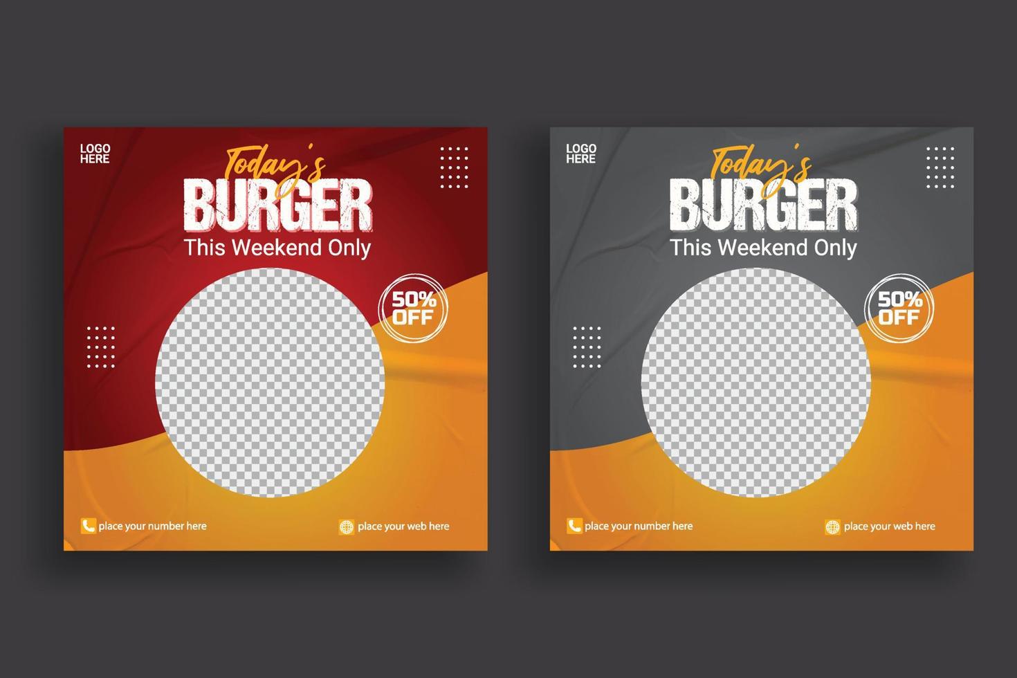 Food social media  post template for food promotion simple banner design vector