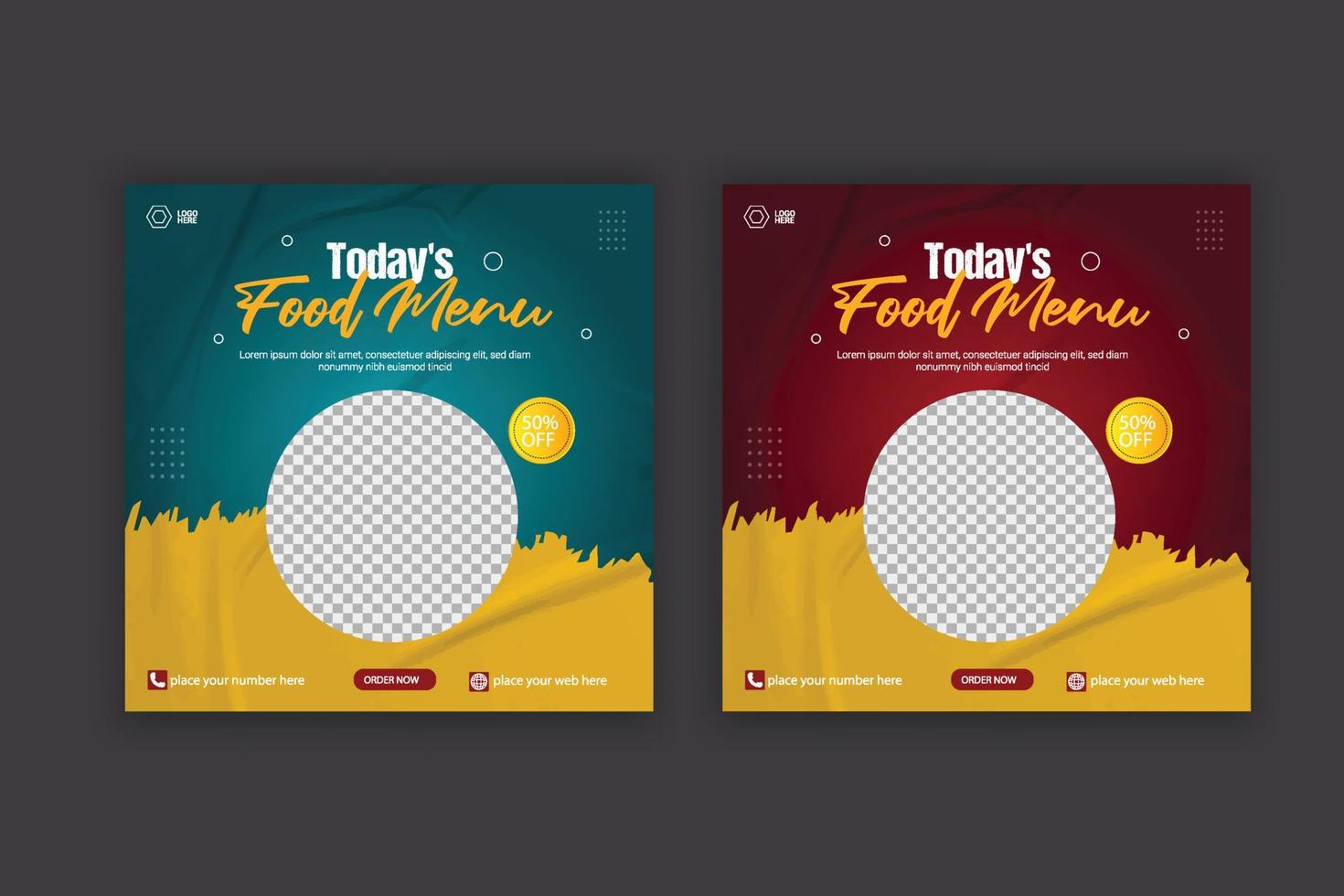 plantilla de publicación de redes sociales de alimentos para promoción de alimentos diseño de banner simple vector