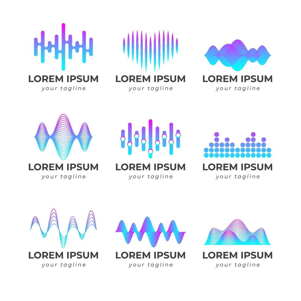 Sound Wave Logo Set vector